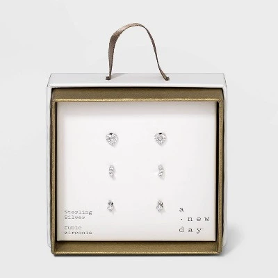 Best reviews of 💯 Sterling Silver Cubic Zirconia Heart and Stacked Stud Earring Set - A New Day™ Silver ❤️ 5 Best reviews of 💯 Sterling Silver Cubic Zirconia Heart and Stacked Stud Earring Set - A New Day™ Silver ❤️ - Image 3