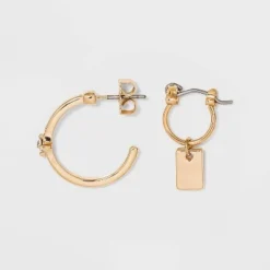 Best deal ✔️ Huggie Charm and Stud Hoop Trio Earrings- A New Day™ Gold 😀