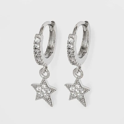 Budget ❤️ Sterling Silver Cubic Zirconia Huggie Hoop Earrings - A New Day™ Silver Cross 😍 4 Budget ❤️ Sterling Silver Cubic Zirconia Huggie Hoop Earrings - A New Day™ Silver Cross 😍 - Image 2