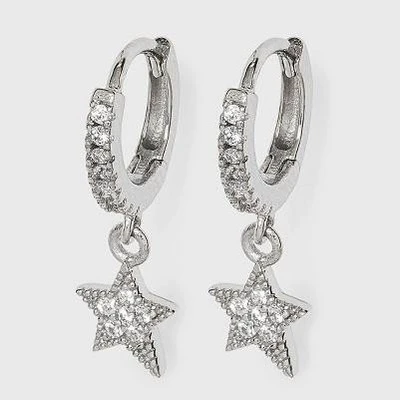 Budget ❤️ Sterling Silver Cubic Zirconia Huggie Hoop Earrings - A New Day™ Silver Cross 😍 5 Budget ❤️ Sterling Silver Cubic Zirconia Huggie Hoop Earrings - A New Day™ Silver Cross 😍 - Image 3